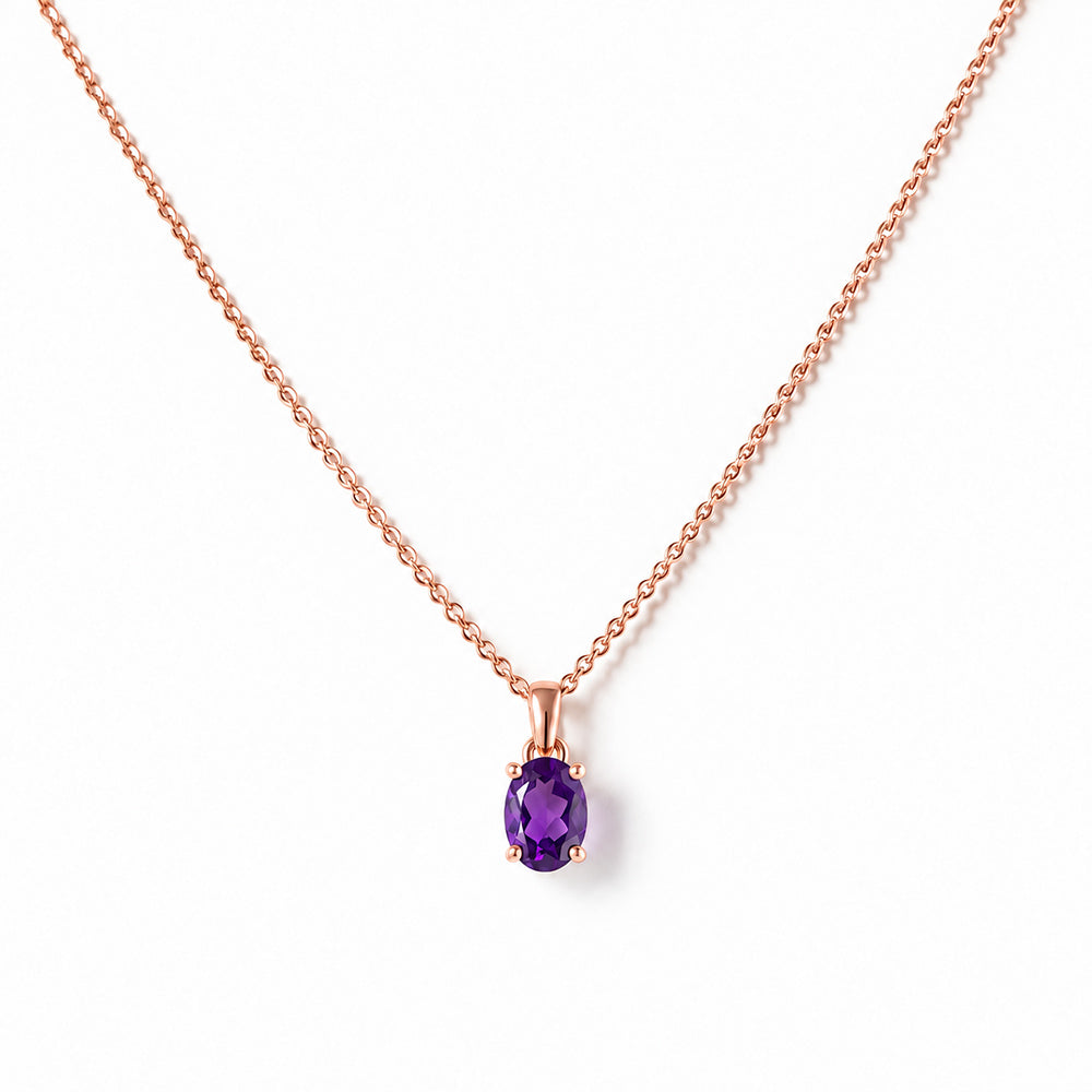 Luna, Oval cut Amethyst Pendant - 7x5mm - Victoria's Jewellery