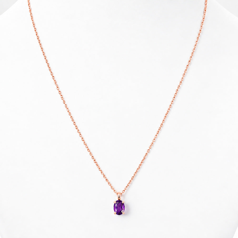 Luna, Oval cut Amethyst Pendant - 7x5mm - Victoria's Jewellery