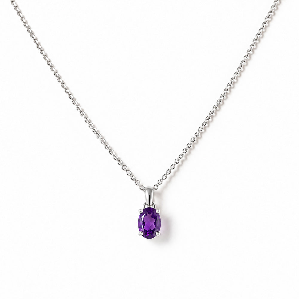 Luna, Oval cut Amethyst Pendant - 7x5mm - Victoria's Jewellery
