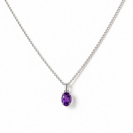 Luna, Oval cut Amethyst Pendant - 7x5mm - Victoria's Jewellery