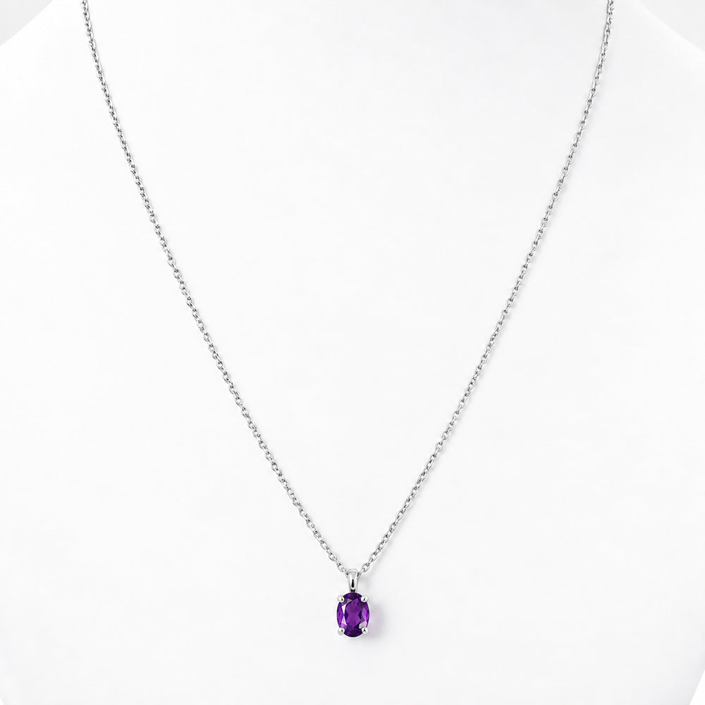 Luna, Oval cut Amethyst Pendant - 7x5mm - Victoria's Jewellery
