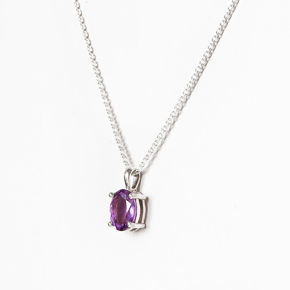 Oval cut Amethyst Solitaire Necklace - Victoria's Jewellery