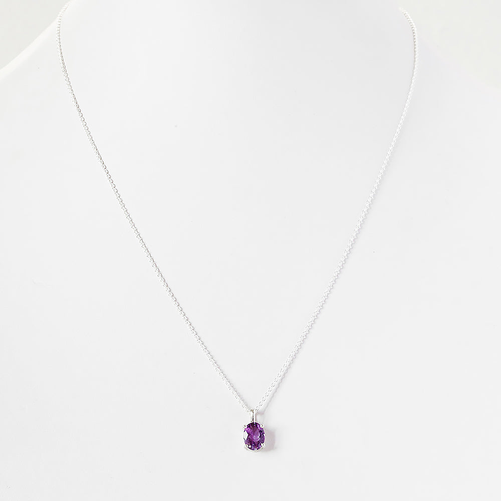 Oval cut Amethyst Solitaire Necklace - Victoria's Jewellery