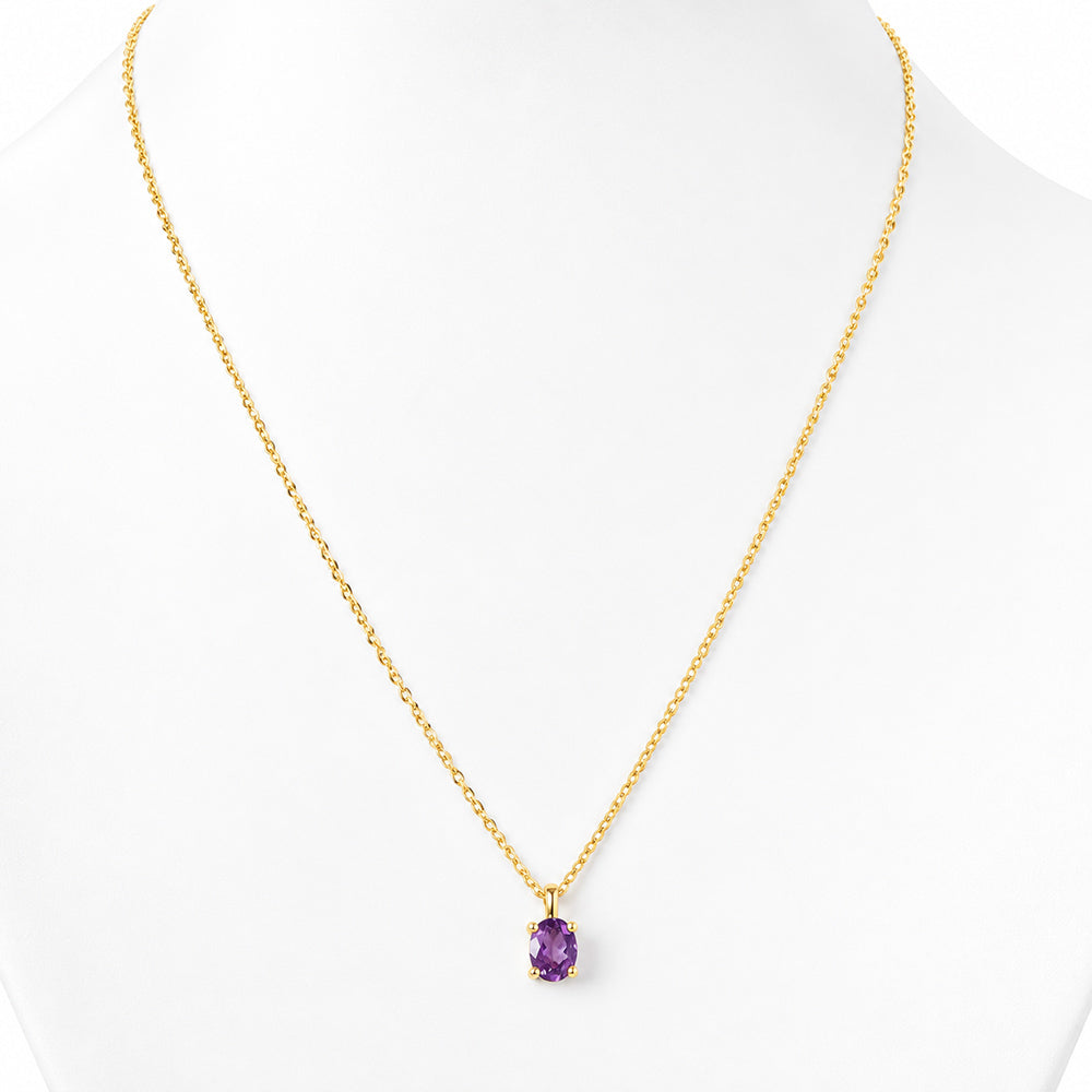 Luna, Oval cut Amethyst Pendant - 8x6mm