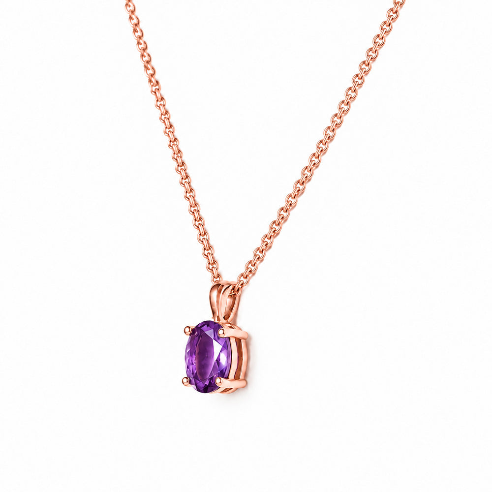 Luna, Oval cut Amethyst Pendant - 8x6mm