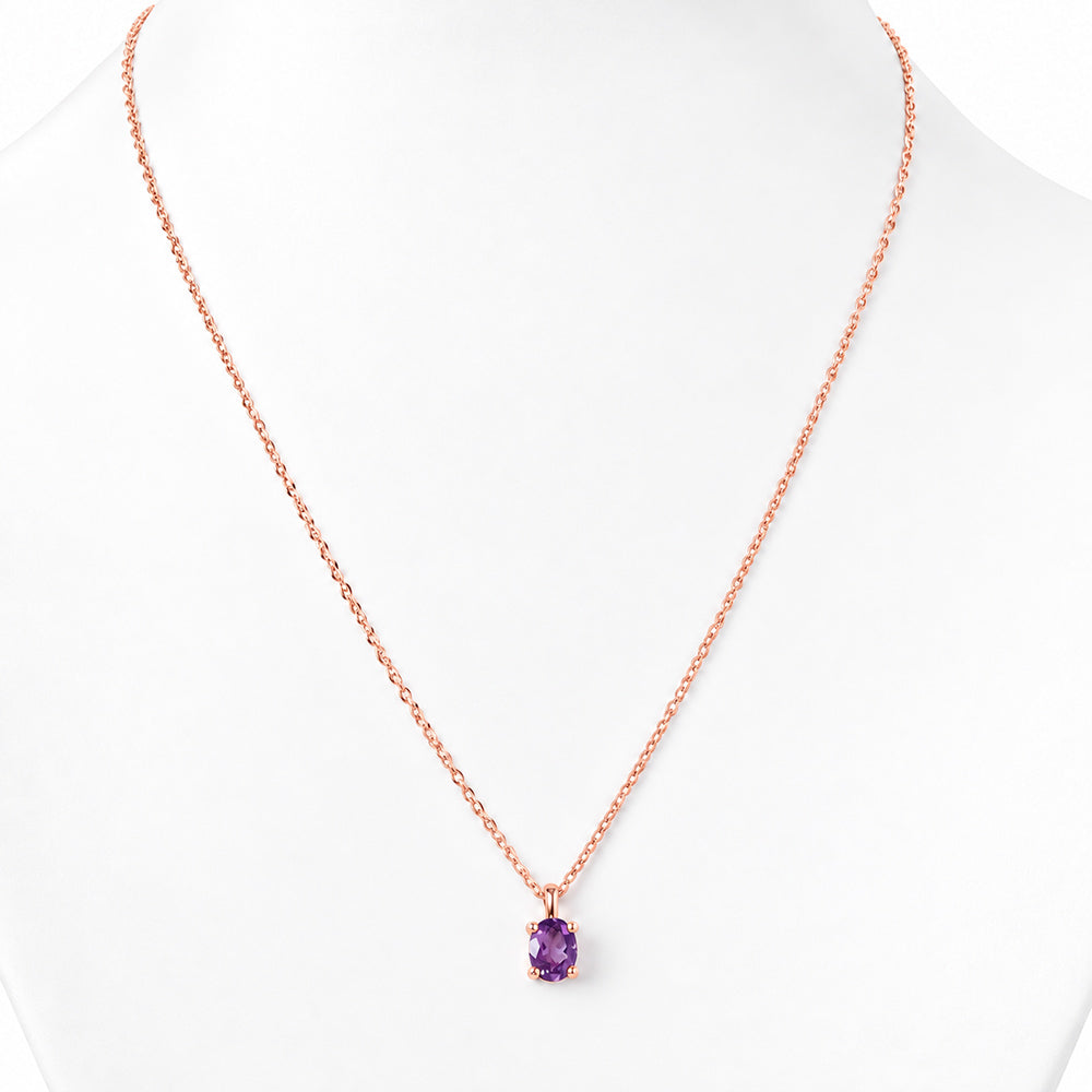 Luna, Oval cut Amethyst Pendant - 8x6mm