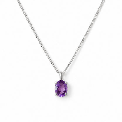 Luna, Oval cut Amethyst Pendant - 8x6mm