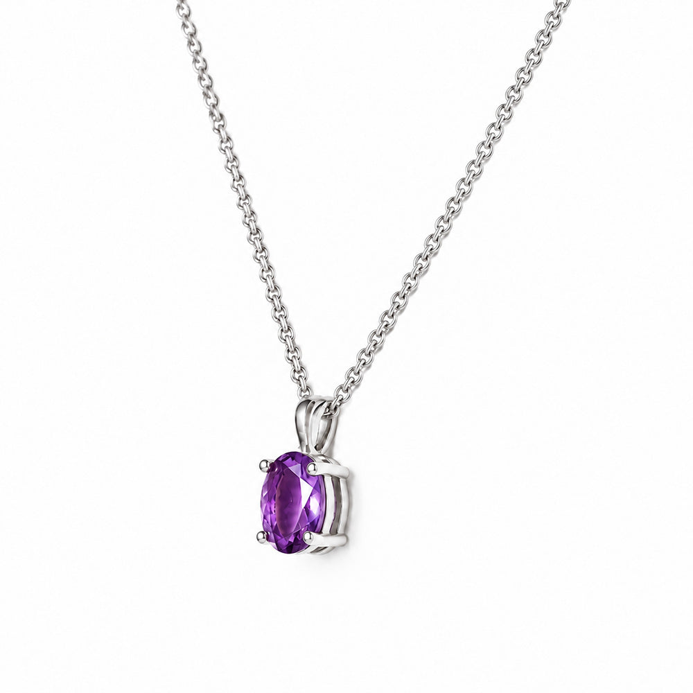 Luna, Oval cut Amethyst Pendant - 8x6mm