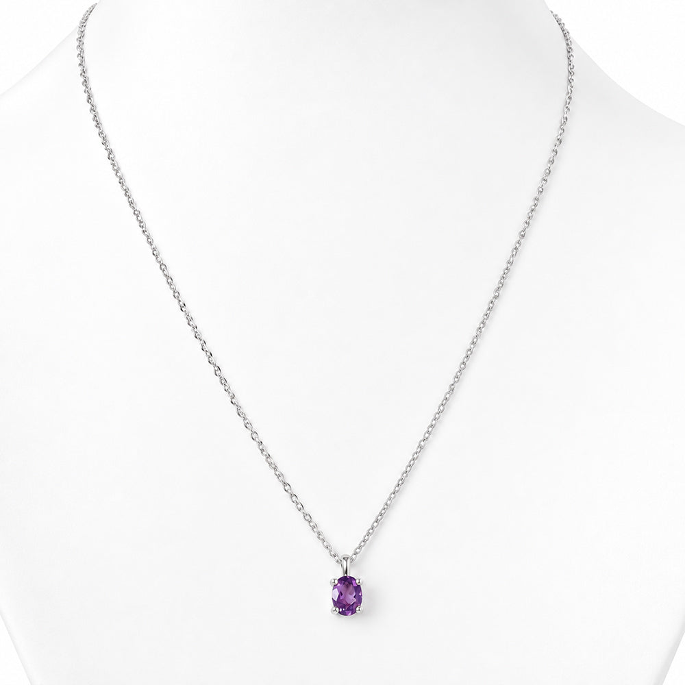 Luna, Oval cut Amethyst Pendant - 8x6mm
