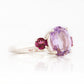 Oval cut Pink Amethyst and Rhodolite Trilogy Anniversary Ring - Victoria's Jewellery