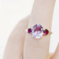 Oval cut Pink Amethyst and Rhodolite Trilogy Anniversary Ring - Victoria's Jewellery