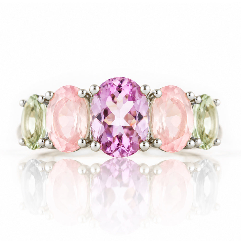 Queen, an Amethyst, Rose Quartz and Prasiolite Ring - Victoria's Jewellery