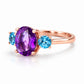 Hallie, Amethyst and Swiss Blue Topaz Trilogy Ring - Victoria's Jewellery