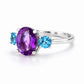 Hallie, Amethyst and Swiss Blue Topaz Trilogy Ring - Victoria's Jewellery