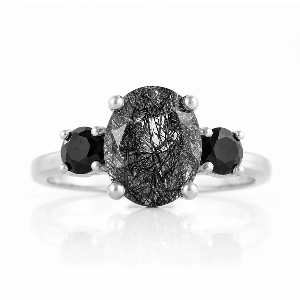 Hallie, a Black Rutile and Spinel Trilogy Ring - Victoria's Jewellery