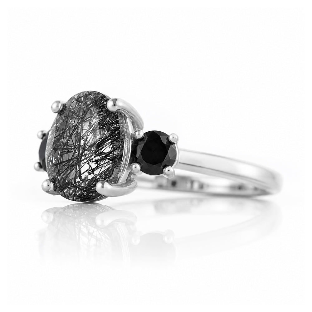 Hallie, a Black Rutile and Spinel Trilogy Ring - Victoria's Jewellery