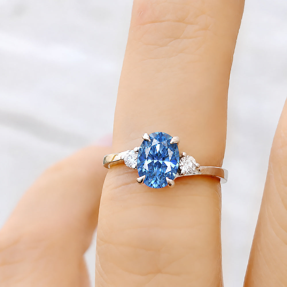 Georgie, Blue Lab Diamond Trilogy Ring