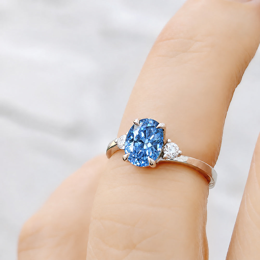 Georgie, Blue Lab Diamond Trilogy Ring