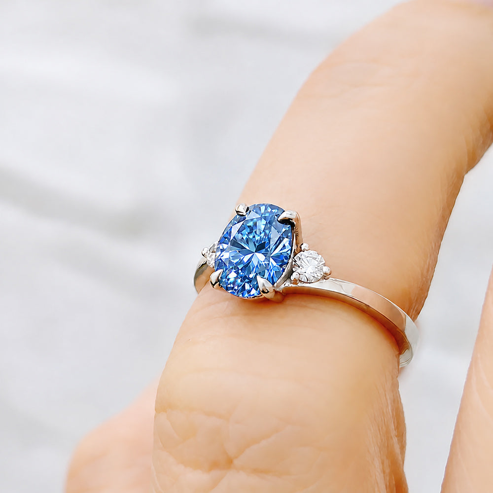 Georgie, Blue Lab Diamond Trilogy Ring