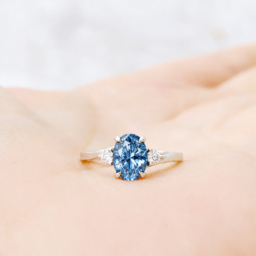Georgie, Blue Lab Diamond Trilogy Ring