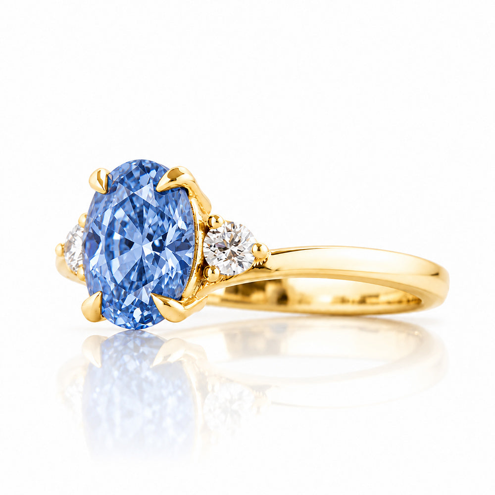 Georgie, Blue Lab Diamond Trilogy Ring