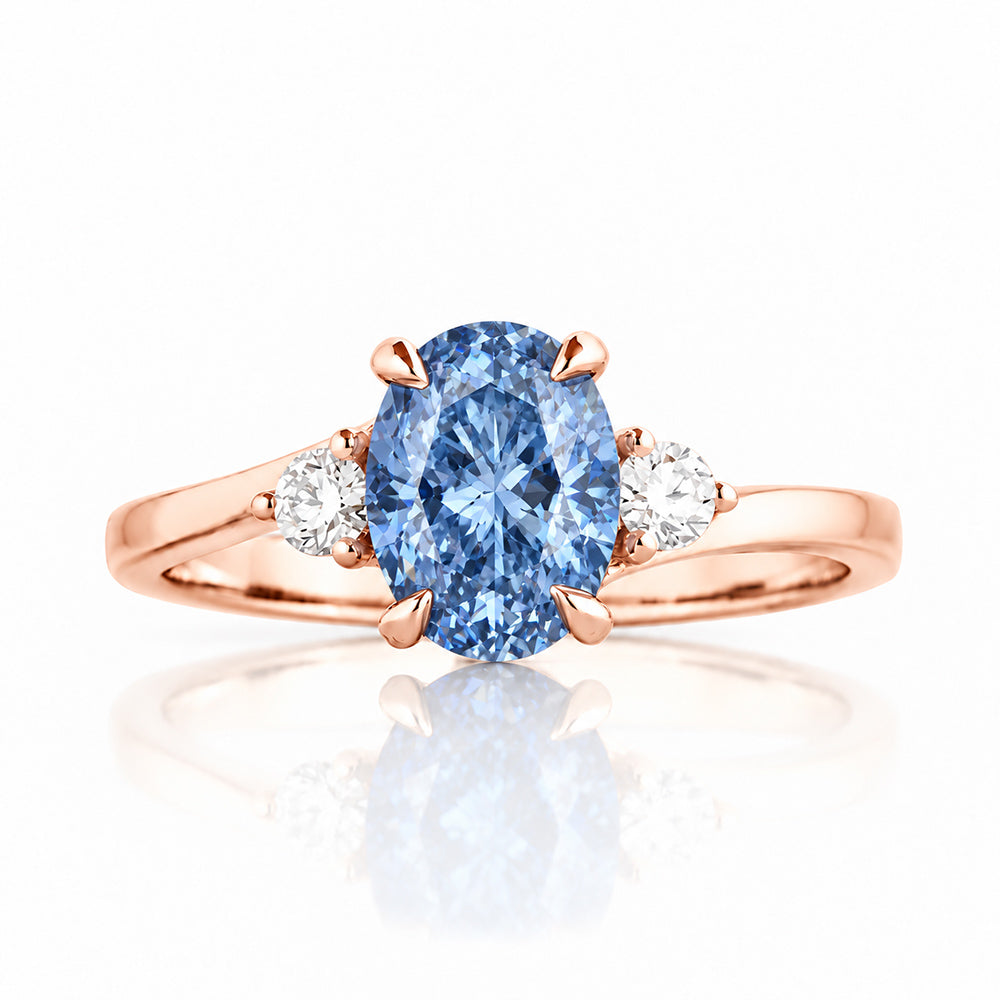 Georgie, Blue Lab Diamond Trilogy Ring