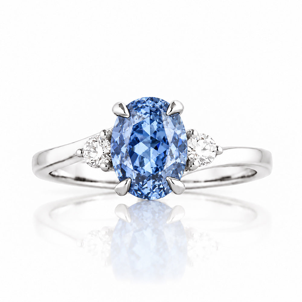 Georgie, Blue Lab Diamond Trilogy Ring