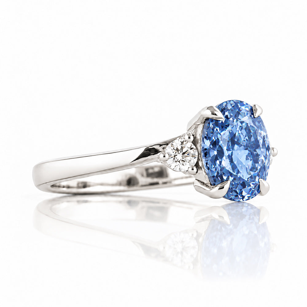 Georgie, Blue Lab Diamond Trilogy Ring