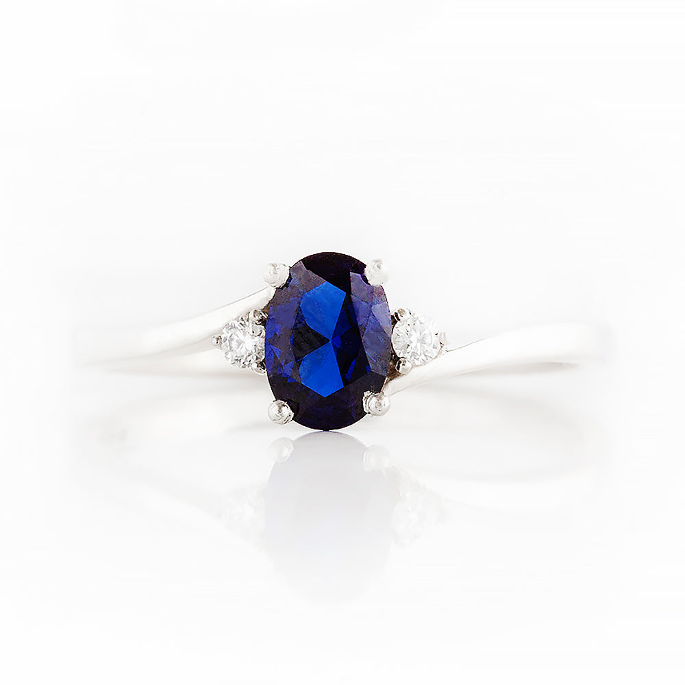 Georgie, a Blue Sapphire and Diamond Trilogy Ring