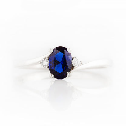 Georgie, a Blue Sapphire and Diamond Trilogy Ring