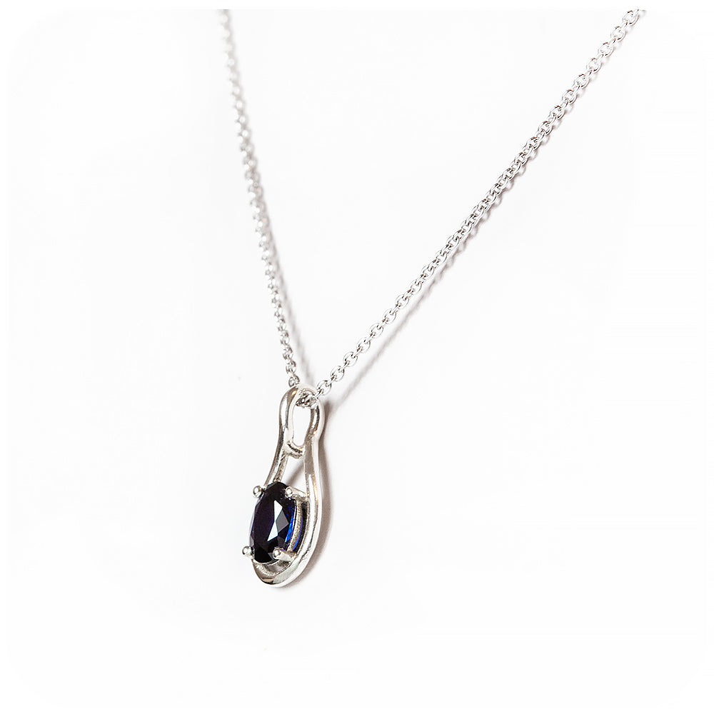 Oval cut Lab Grown Blue Sapphire Pendant - Victoria's Jewellery