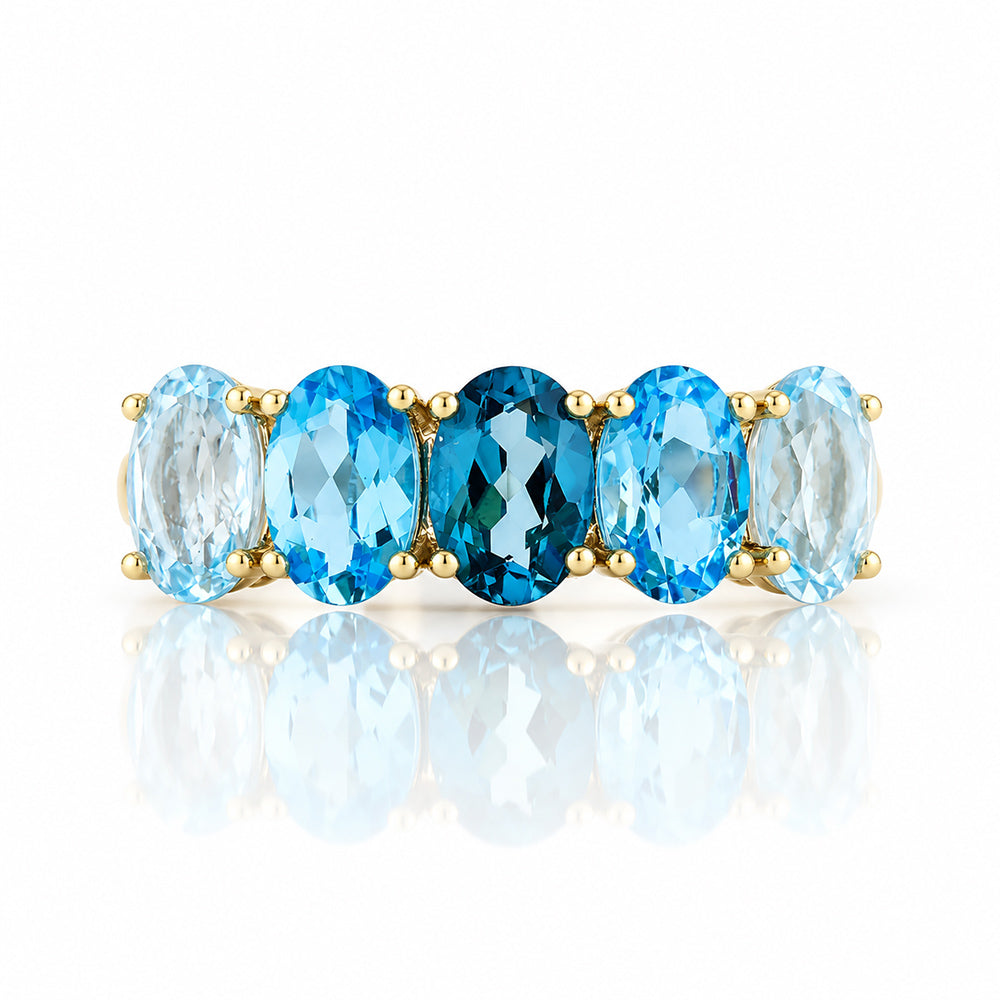 Arabella, Blue Topaz Half Eternity Ring - Victoria's Jewellery