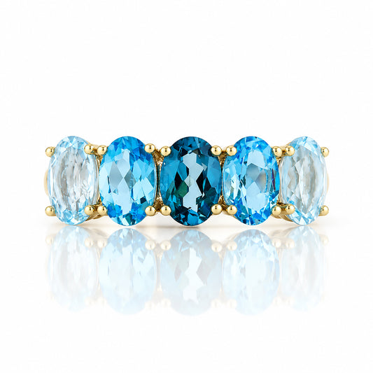 Arabella, Blue Topaz Half Eternity Ring - Victoria's Jewellery