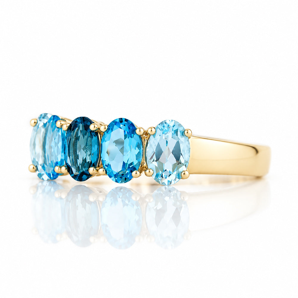 Arabella, Blue Topaz Half Eternity Ring - Victoria's Jewellery