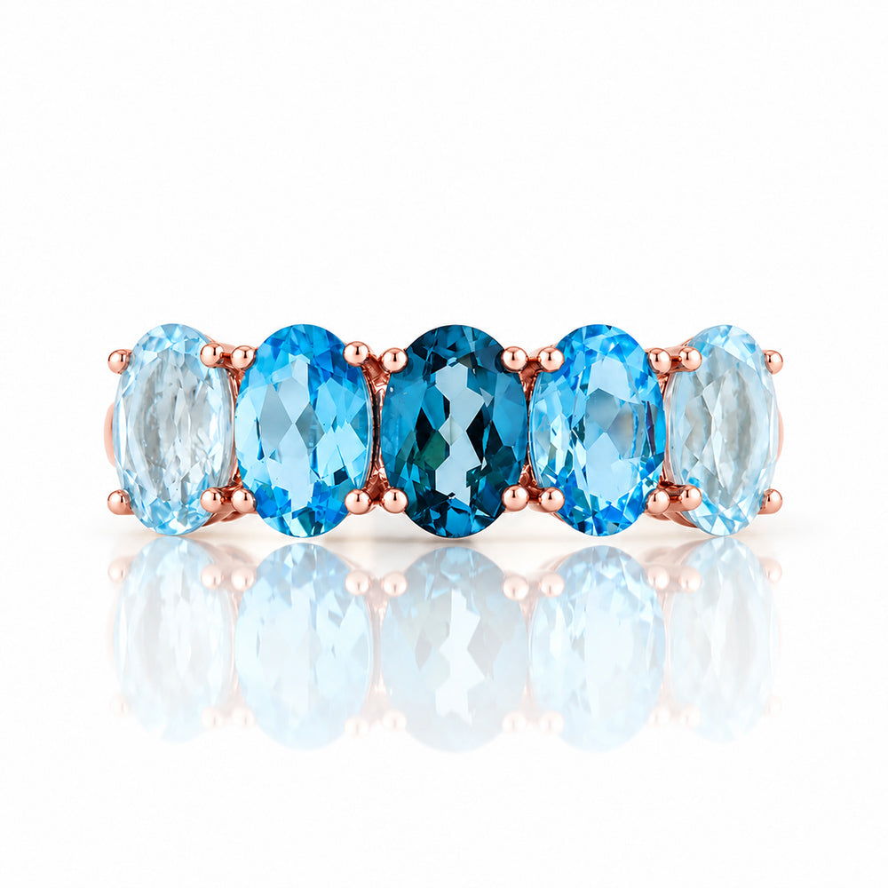 Arabella, Blue Topaz Half Eternity Ring - Victoria's Jewellery
