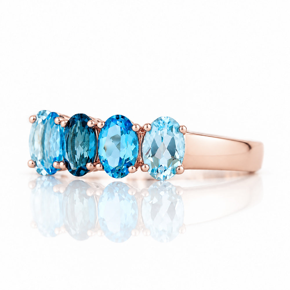 Arabella, Blue Topaz Half Eternity Ring - Victoria's Jewellery