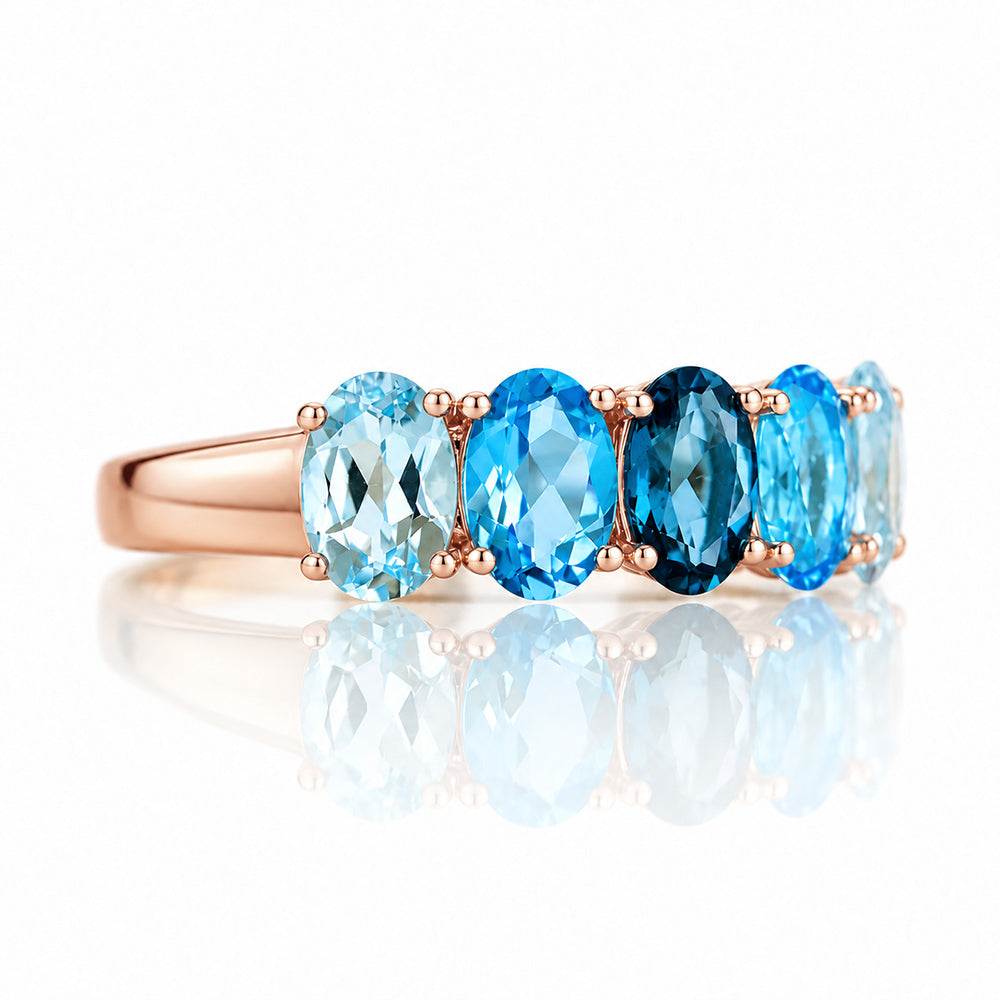 Arabella, Blue Topaz Half Eternity Ring - Victoria's Jewellery