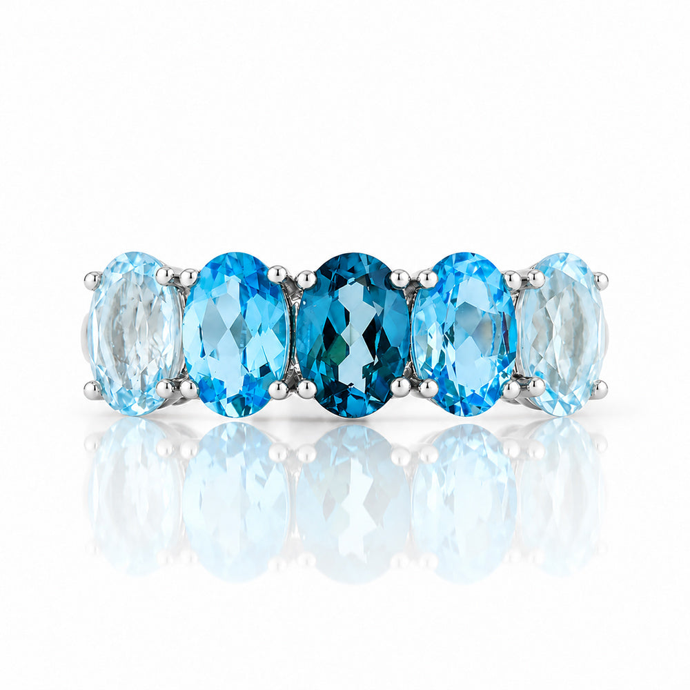 Arabella, Blue Topaz Half Eternity Ring - Victoria's Jewellery