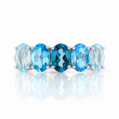 Arabella, Blue Topaz Half Eternity Ring - Victoria's Jewellery