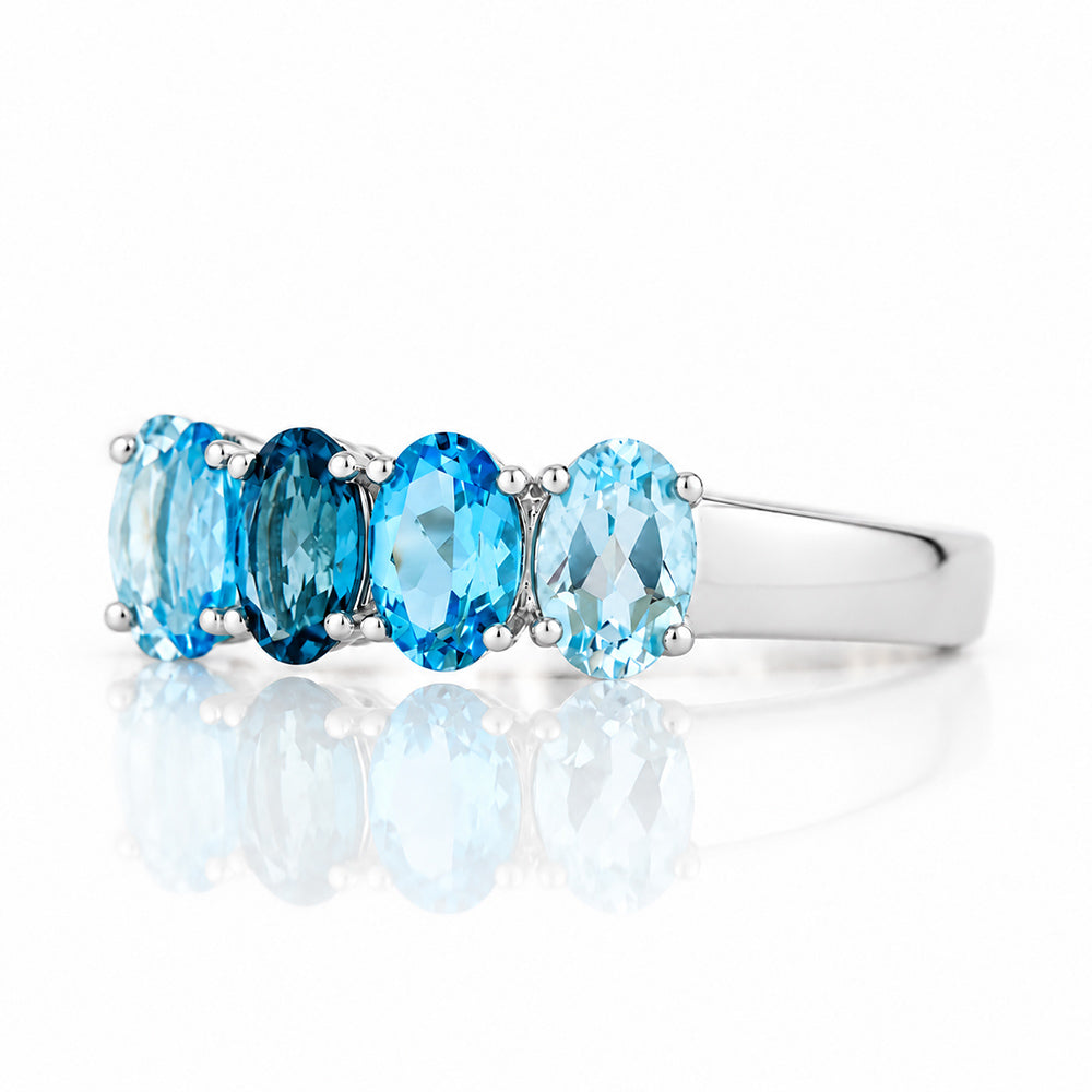 Arabella, Blue Topaz Half Eternity Ring - Victoria's Jewellery