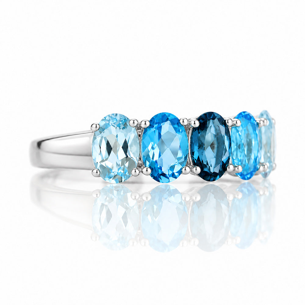 Arabella, Blue Topaz Half Eternity Ring - Victoria's Jewellery