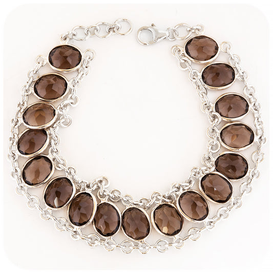 Oval cut Brown Smoky Quartz Bracelet - Victoria's Jewellery