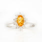 Oval cut Citrine with Lab Grown Diamond Halo Engagement Ring in White Gold - Victoria's Jewellery