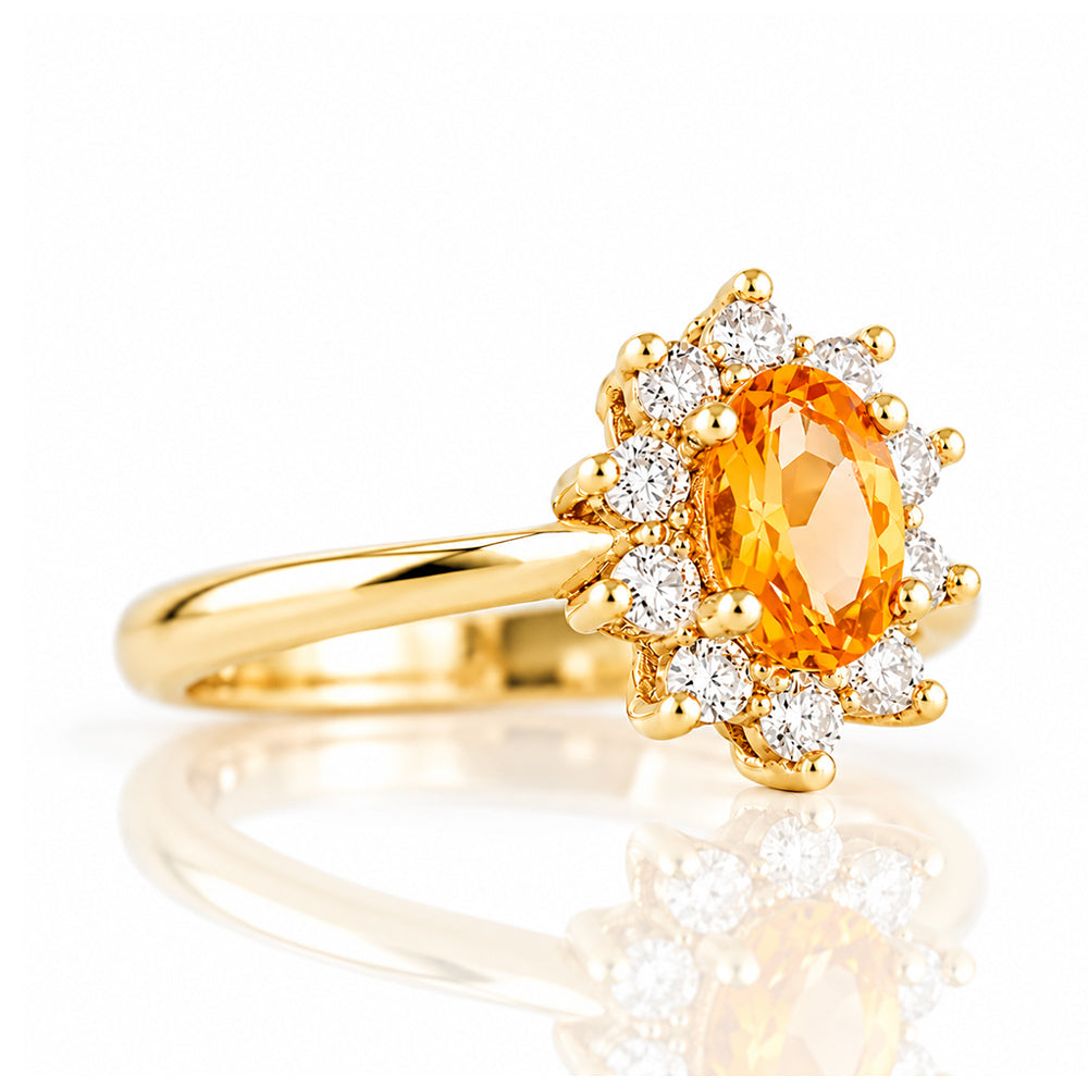 Eva, a Citrine and Lab Diamond Halo Ring - Victoria's Jewellery