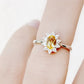 Oval cut Citrine with Lab Grown Diamond Halo Engagement Ring in White Gold - Victoria's Jewellery