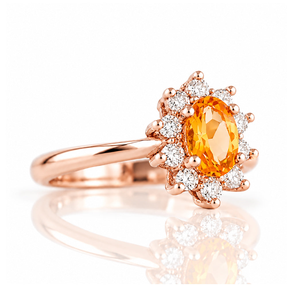 Eva, a Citrine and Lab Diamond Halo Ring - Victoria's Jewellery