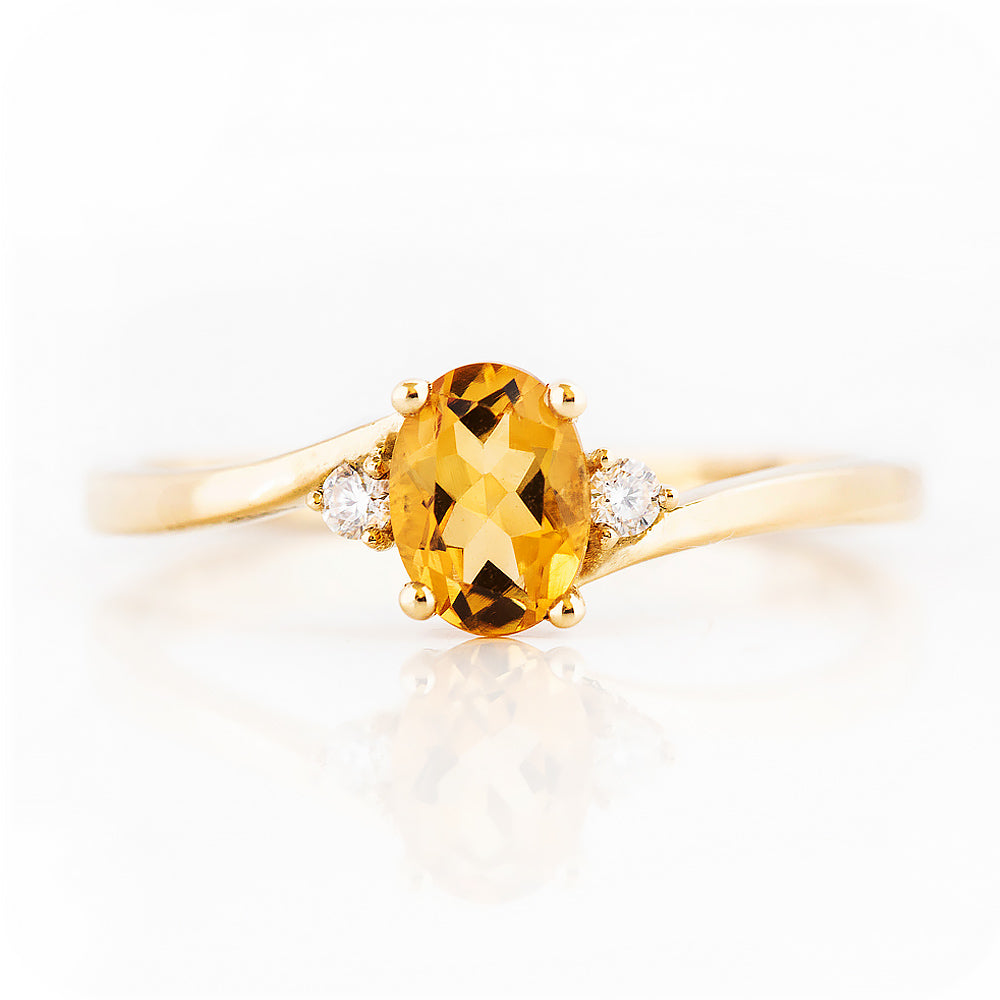 Georgie, a Citrine and Diamond Trilogy Ring