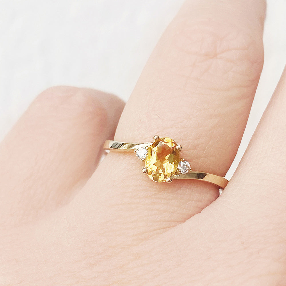 Georgie, a Citrine and Diamond Trilogy Ring