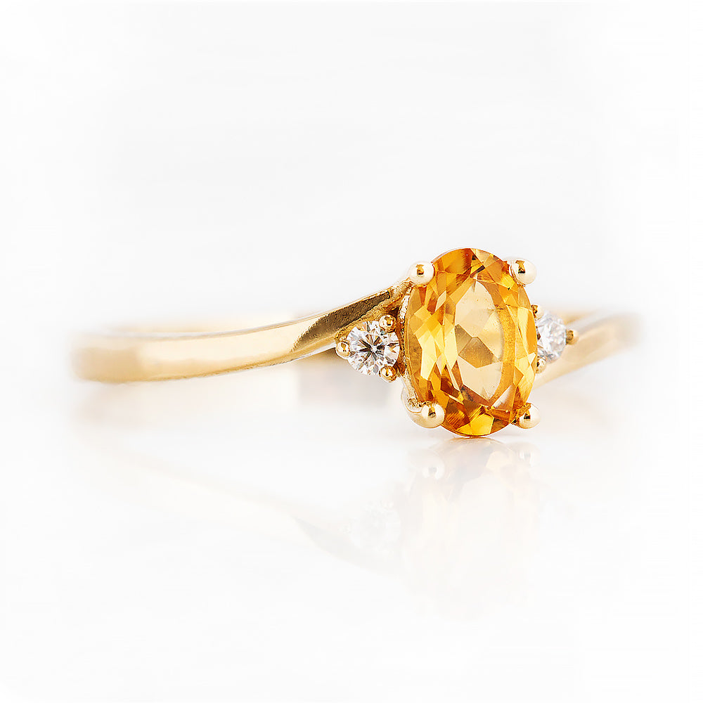 Georgie, a Citrine and Diamond Trilogy Ring