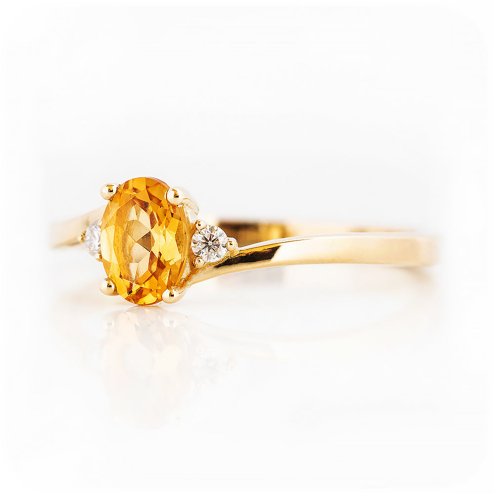 Georgie, a Citrine and Diamond Trilogy Ring